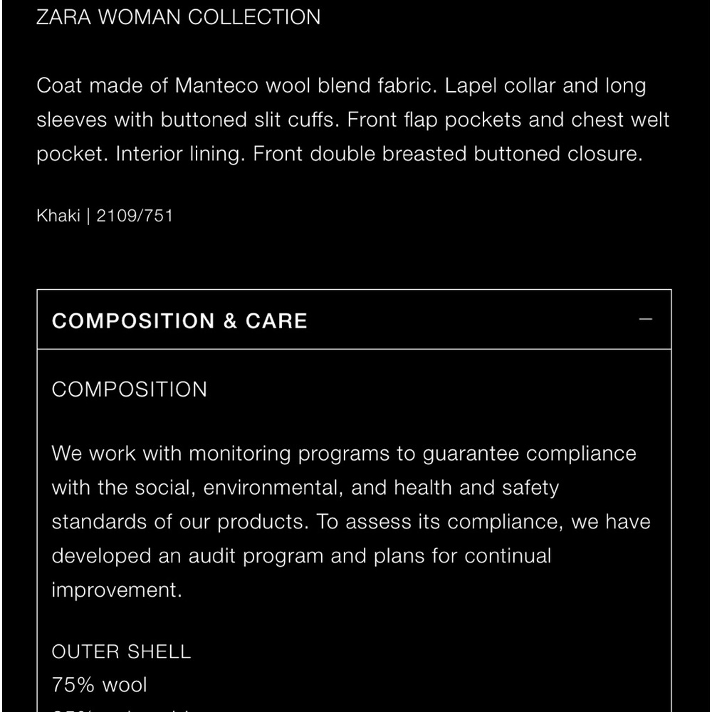 π 2024 ZARA WOOL MANTECO COAT - Picture 12 of 16